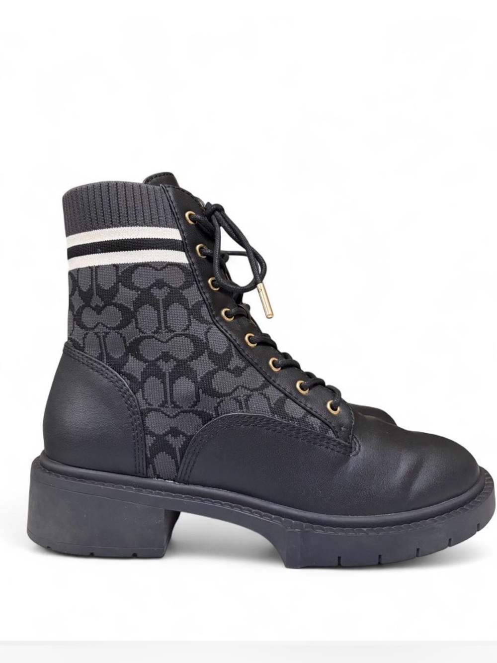 Coach Livia Bootie in Signature Knit & Leather - Women’s Size 6B (Style CC755)